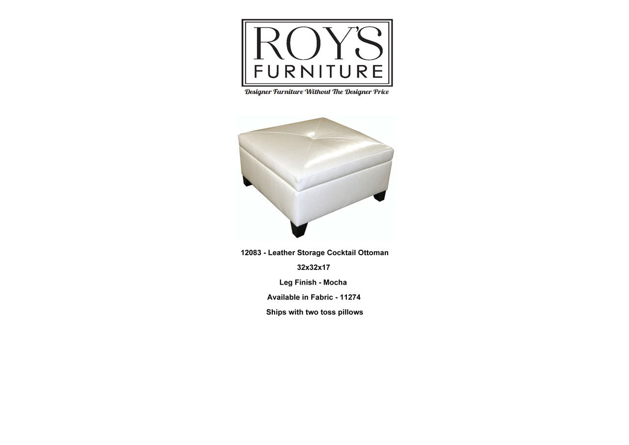 12083 Leather Storage Cocktail Ottoman