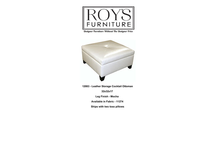 12083 Leather Storage Cocktail Ottoman