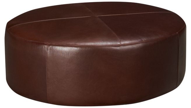 22093 Round Leather Ottoman