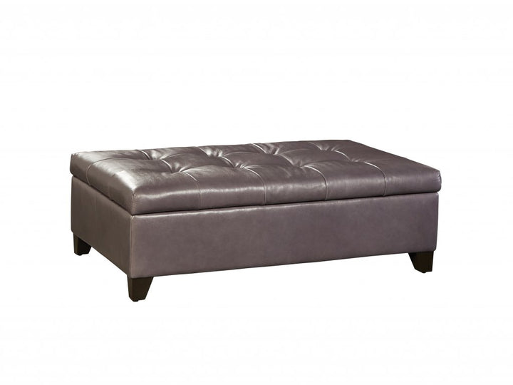 29914 Leather Storage Ottoman