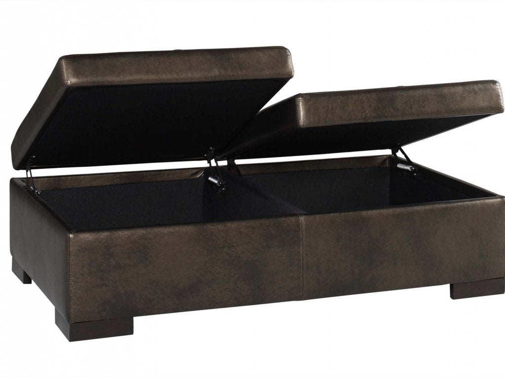 22127 Leather Storage Ottoman
