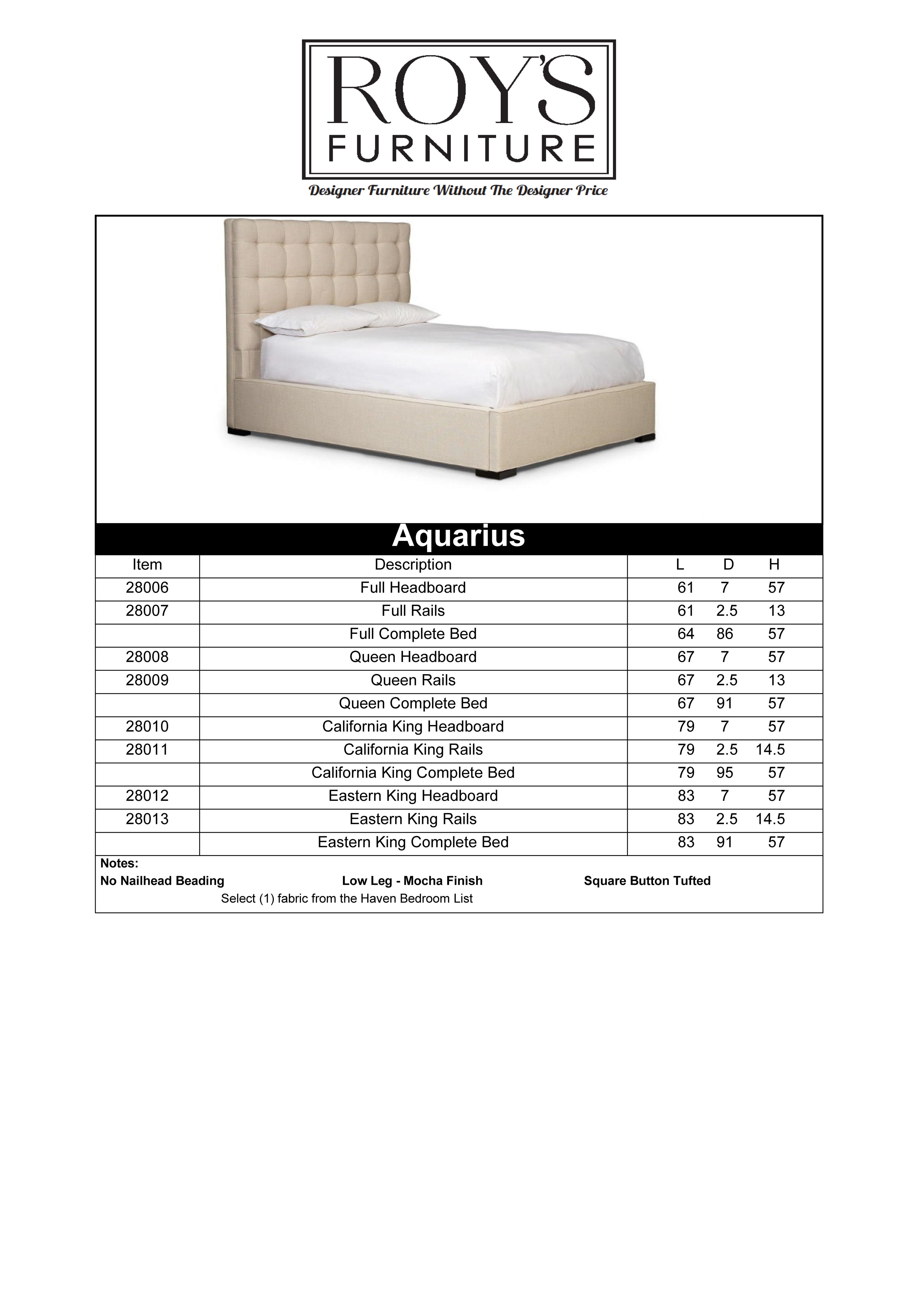 Aquarius Upholstered Queen Bed