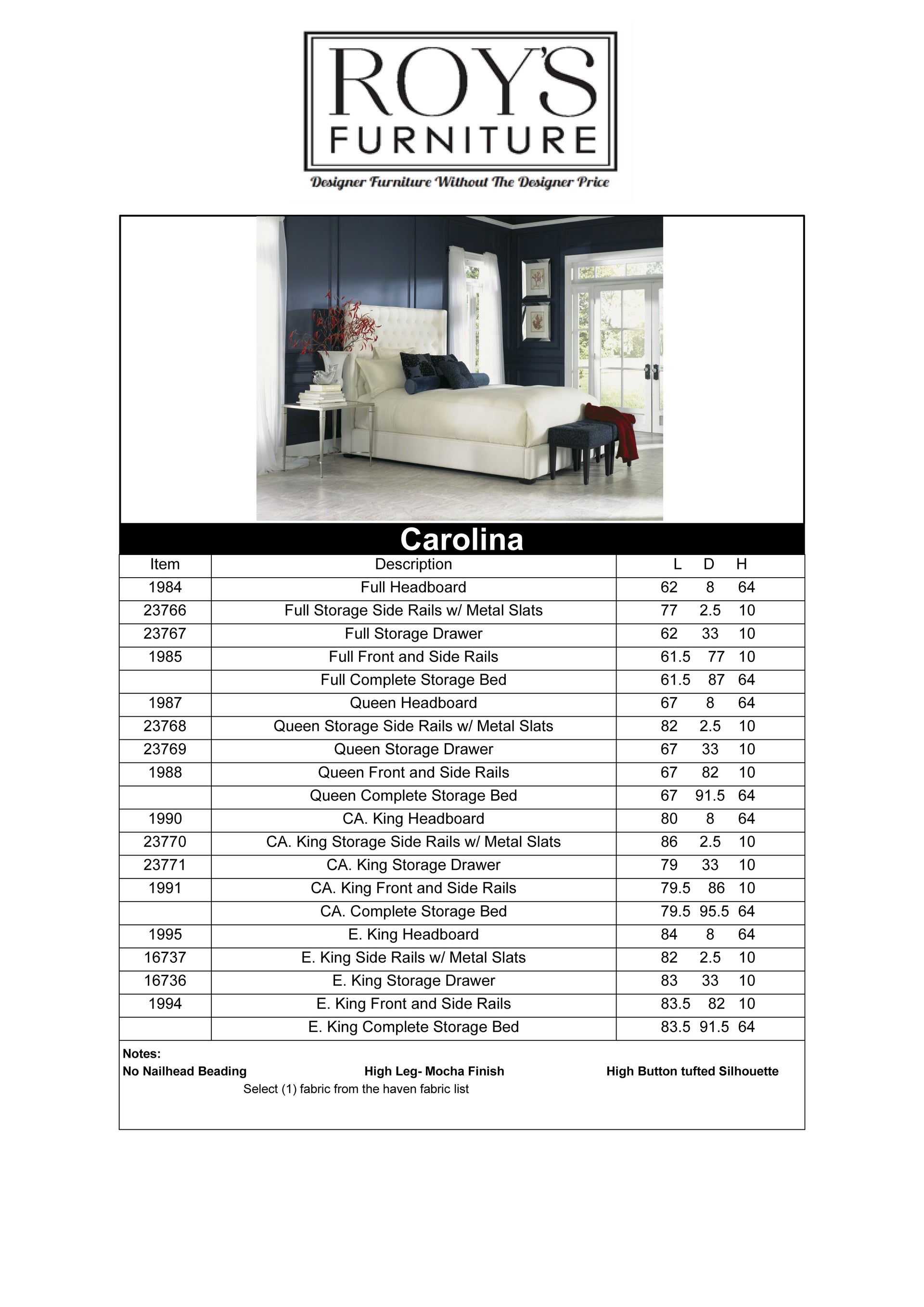 Carolina Upholstered Bed
