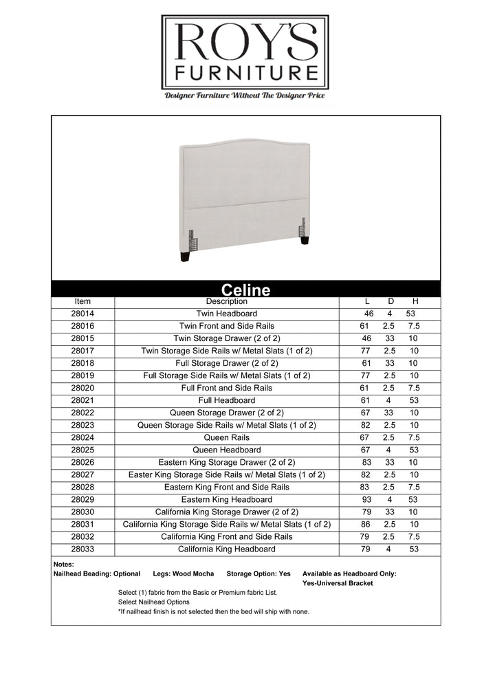 Celine Upholstered Queen Headboard