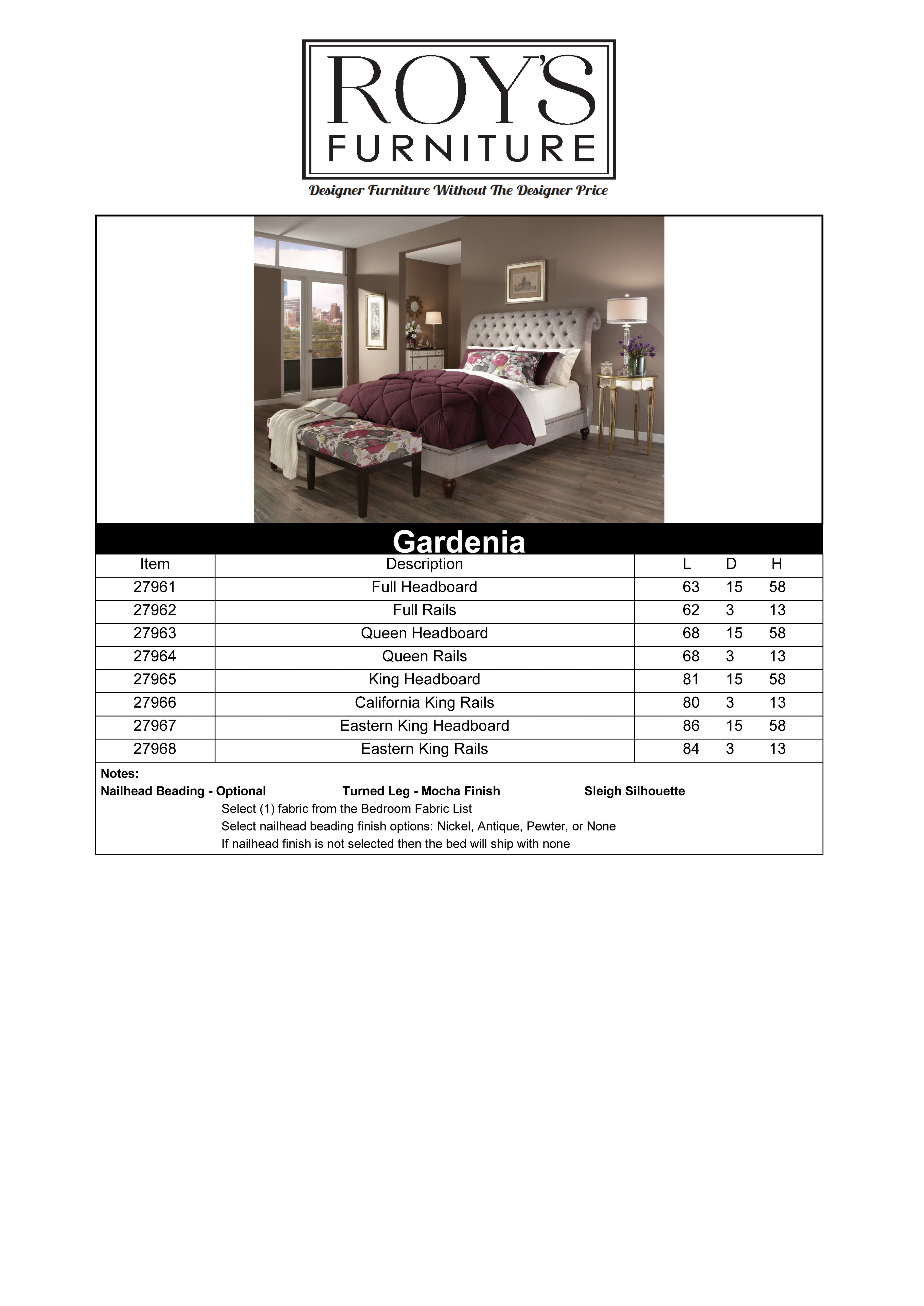 Gardenia Upholstered Queen Bed