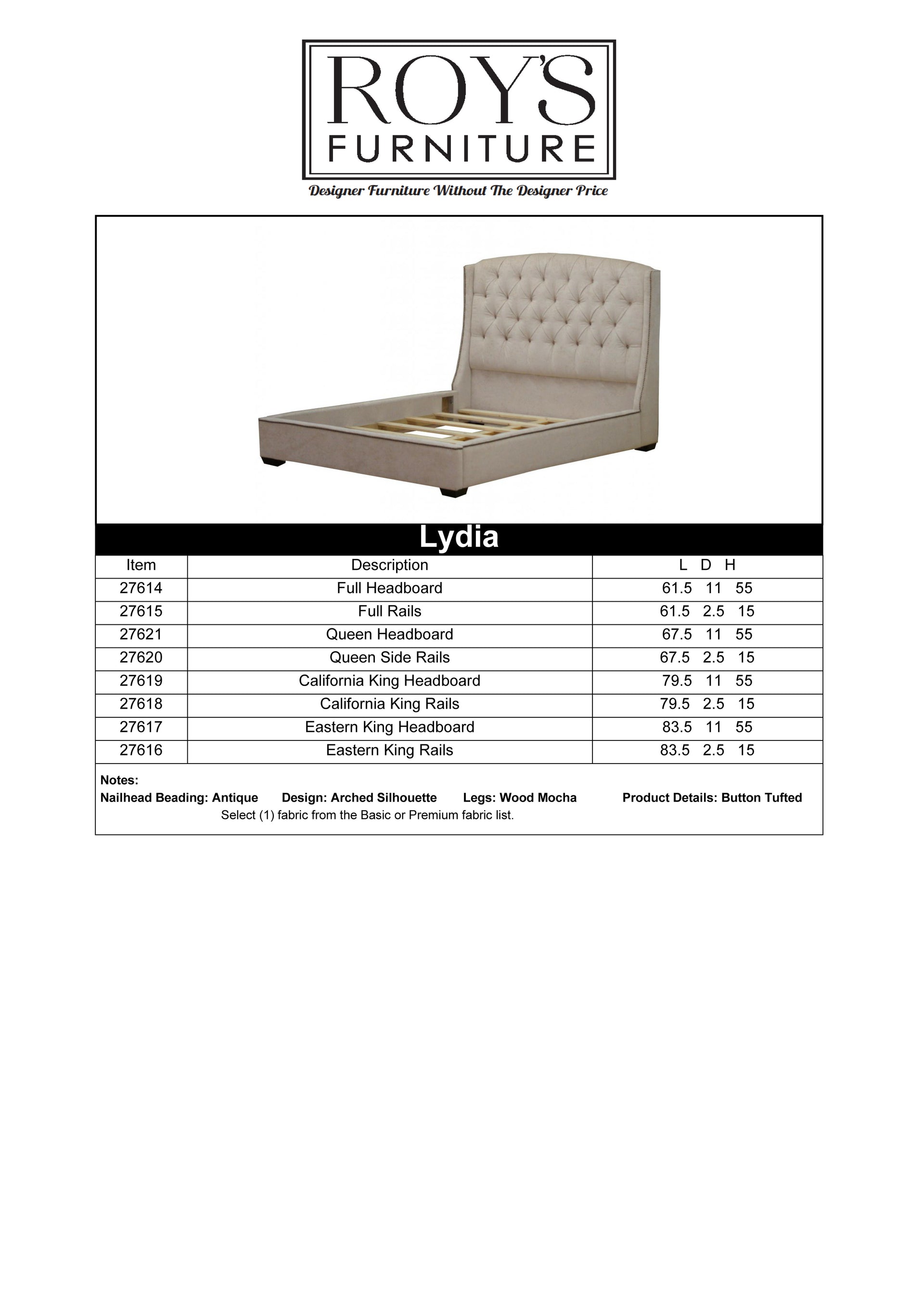 Lydia Upholstered Queen Bed