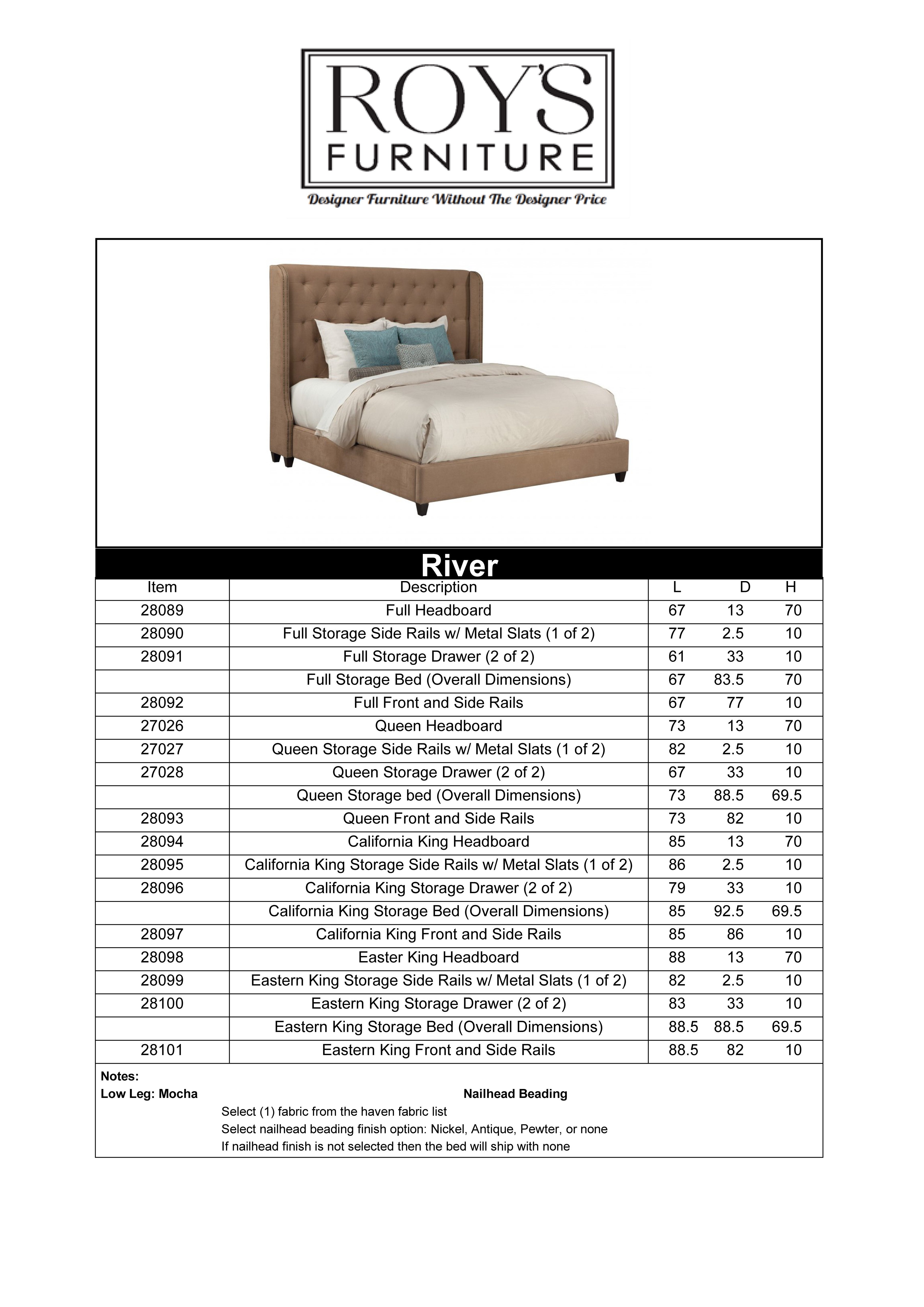 River Upholstered Queen Bed
