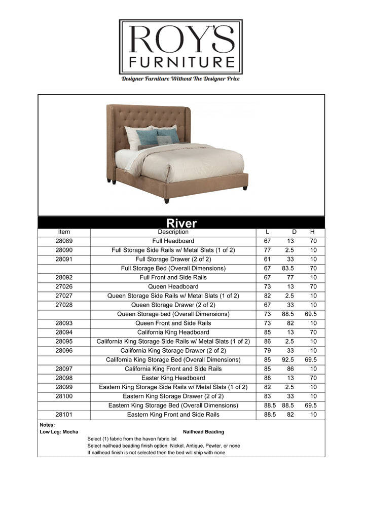 River Upholstered Queen Bed