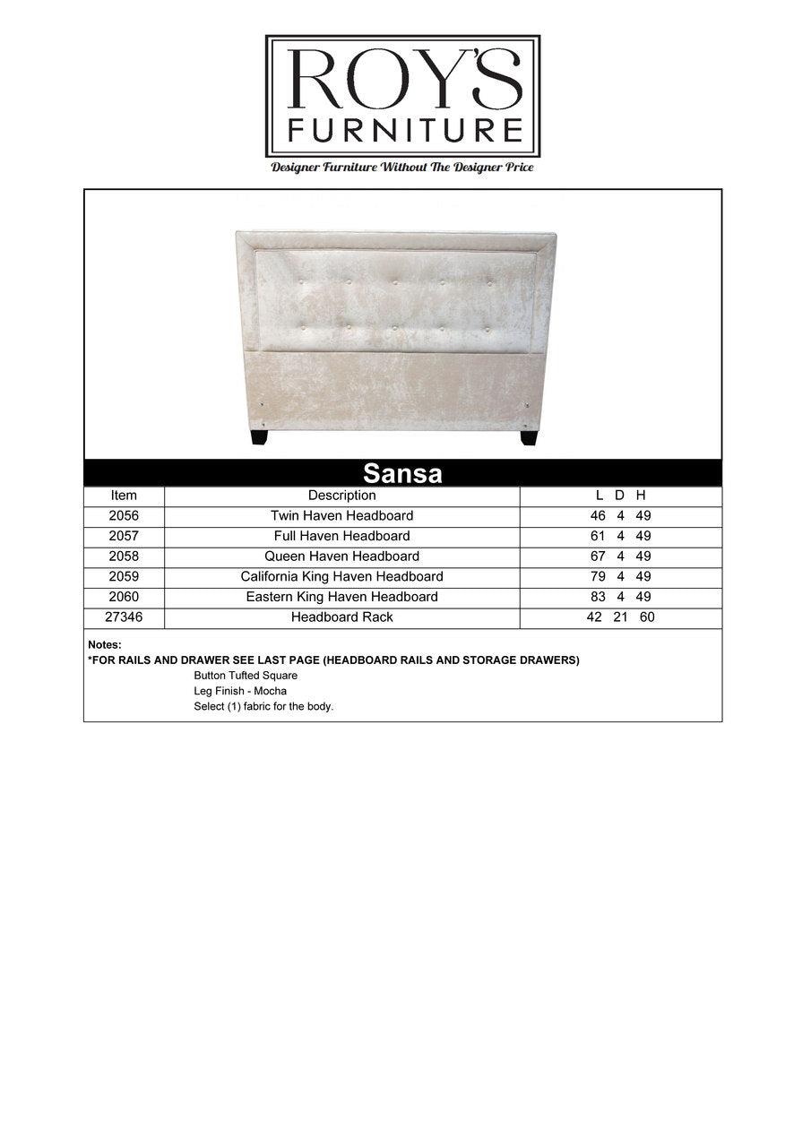 Sansa Upholstered Queen Headboard