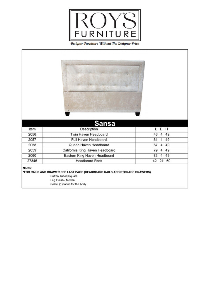 Sansa Upholstered Queen Headboard